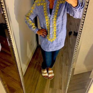 Jcrew linen button down with embroidery